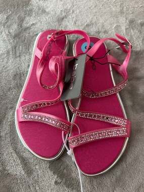 Bebe Fuchsia Rhinestone Jelly Sandals